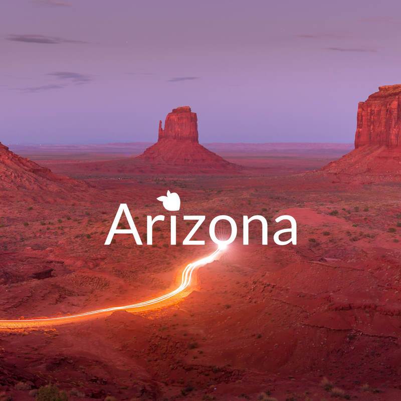 Arizona desert landscape with Monument Valley at sunset