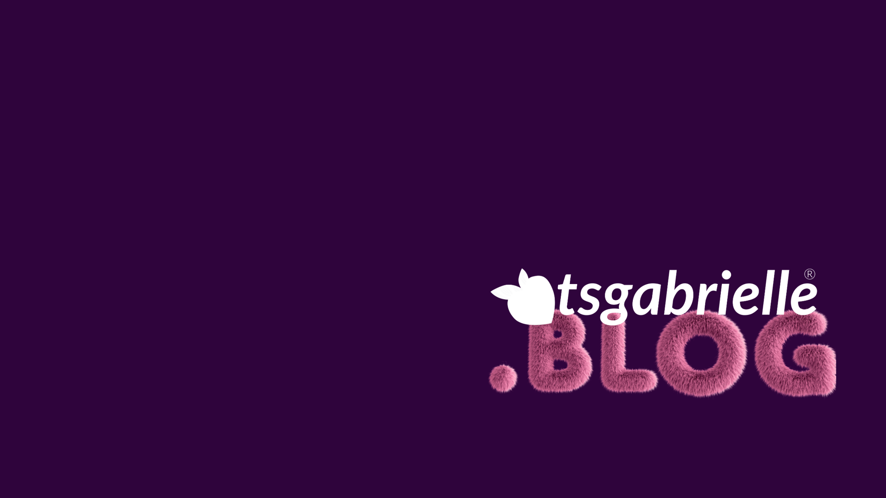 Logo with 'tsgabrielle' and a blog URL on a dark purple background