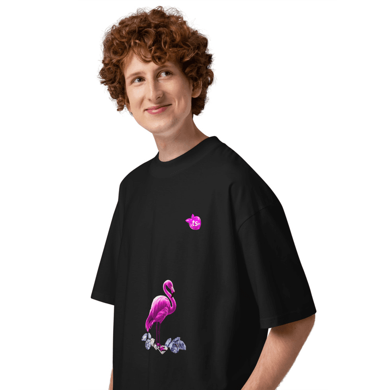 tsgabrielle® • For Him • Flamant Rose  • Oversized High Neck T-Shirt • Black • Organic Cotton mockup 2