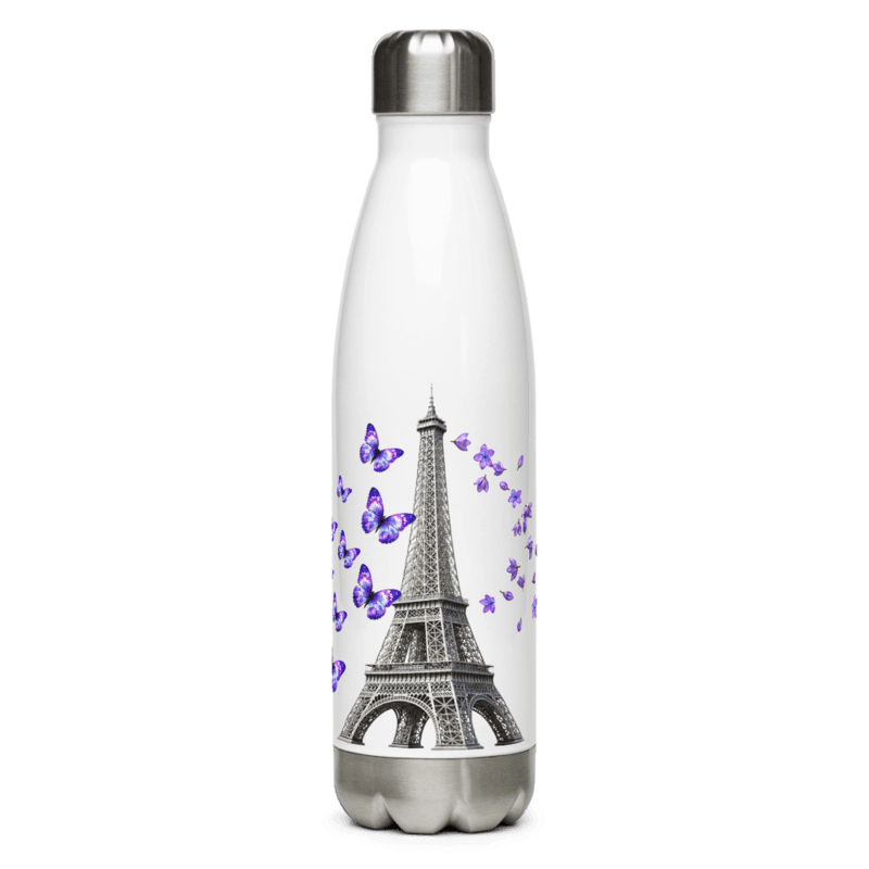 tsgabrielle® • Paris - La TourEiffel • Water Bottle • White • Stainless Steel • 17 oz - 500ml
