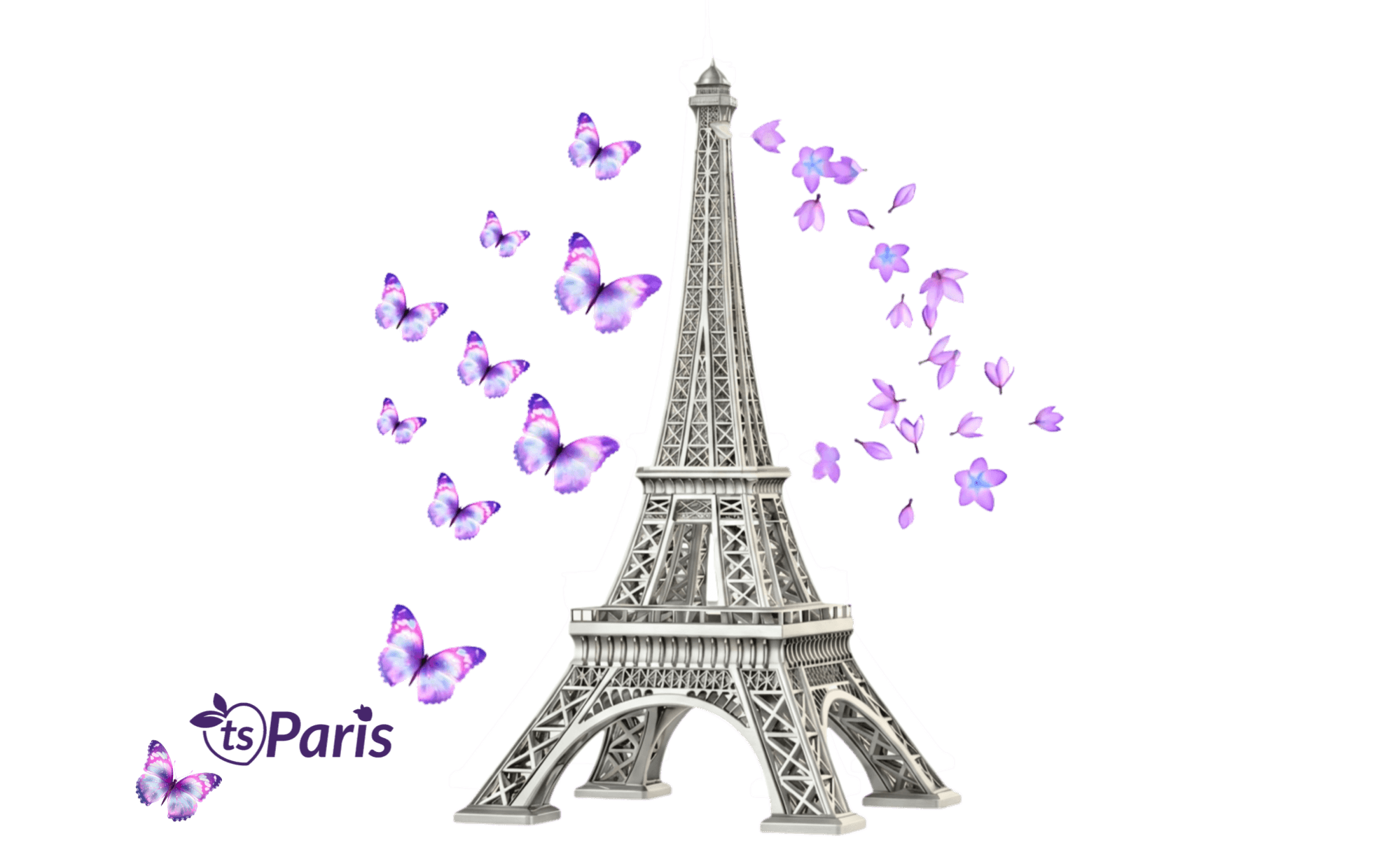 tsgabrielle® • Paris - La Tour Eiffel • Water Bottle • White • Stainless Steel • 17 oz