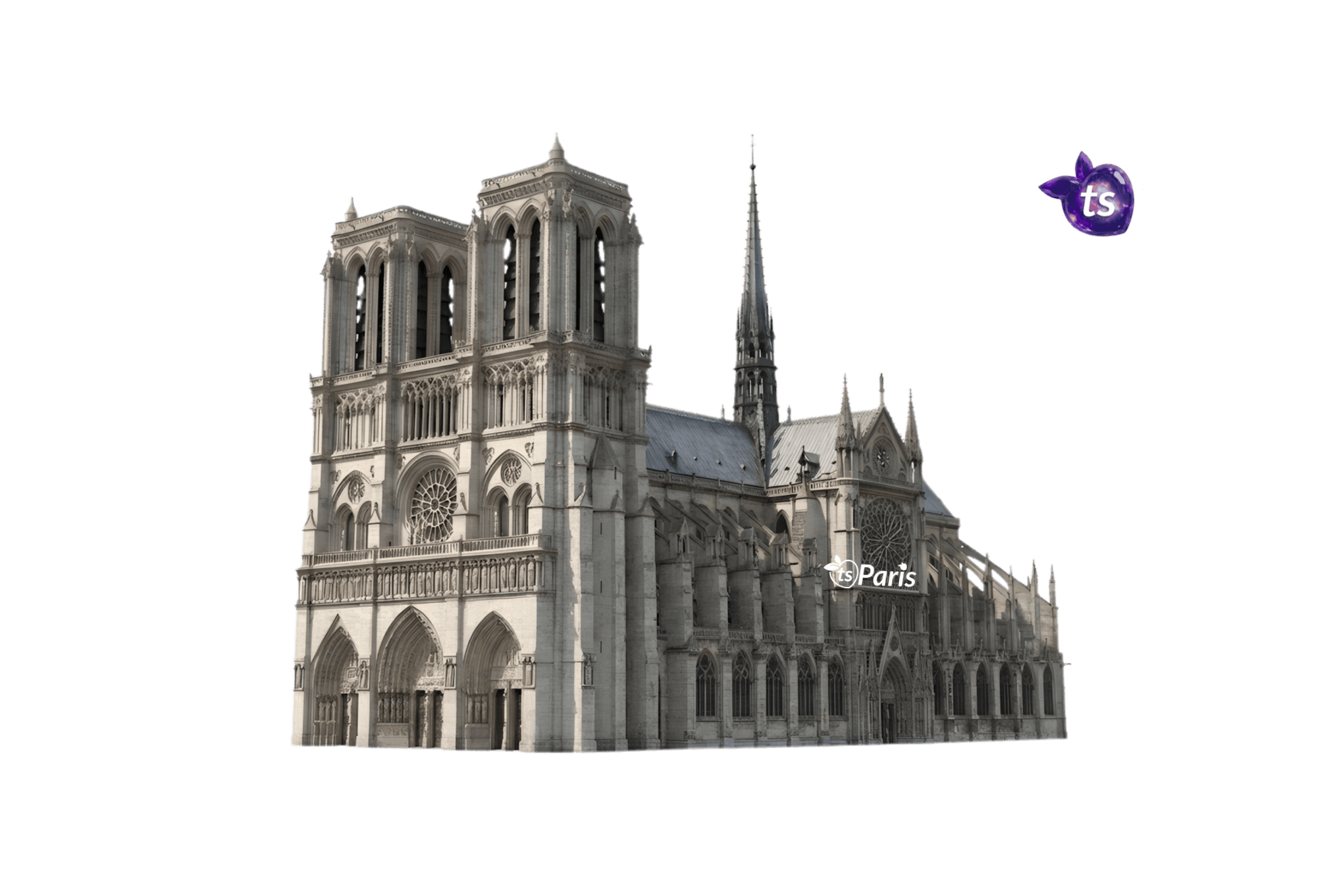 tsgabrielle® • Paris - Notre-Dame Cathedral • Crossbody Bag • White • 11″ × 8″