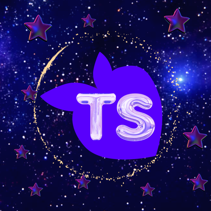 Édition Spatiale • Cosmic Edition logo with TS initials on a purple fruit in a starry galaxy.