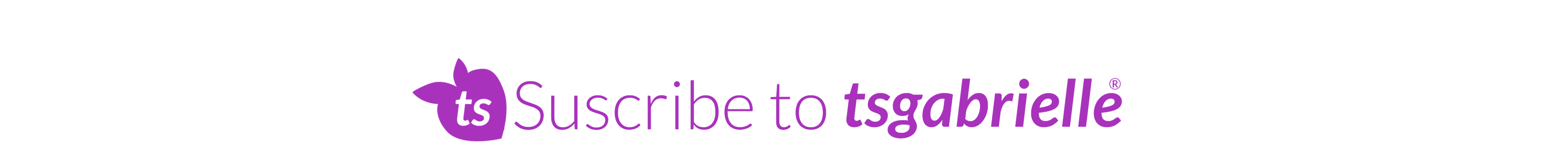 Call to action with 'ts' logo and text 'Suscribe to tsgabrielle' on a white background