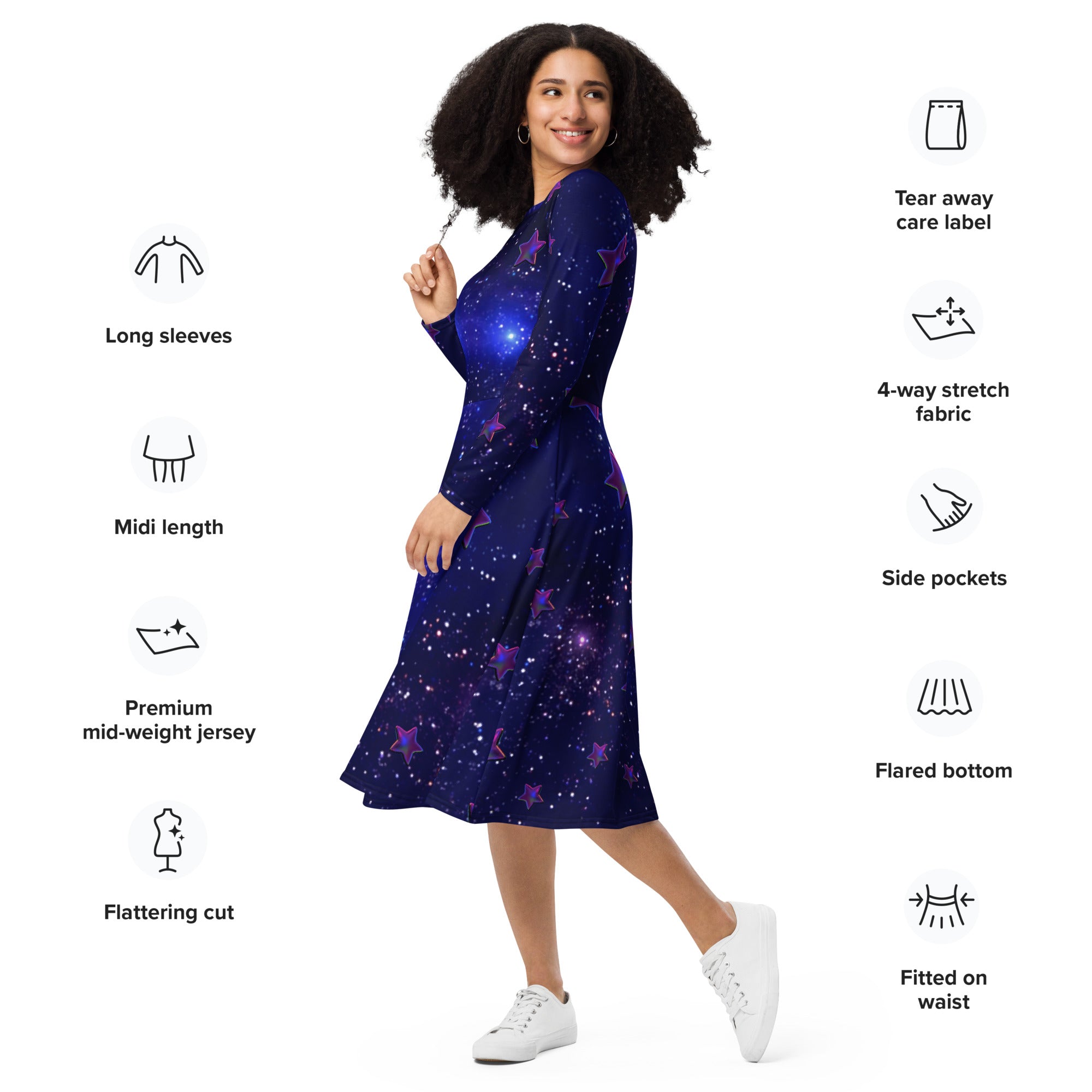 tsgabrielle® • For Her 👗 • 🌌✨ Cosmic Edition •  Long Sleeve Midi Dress
