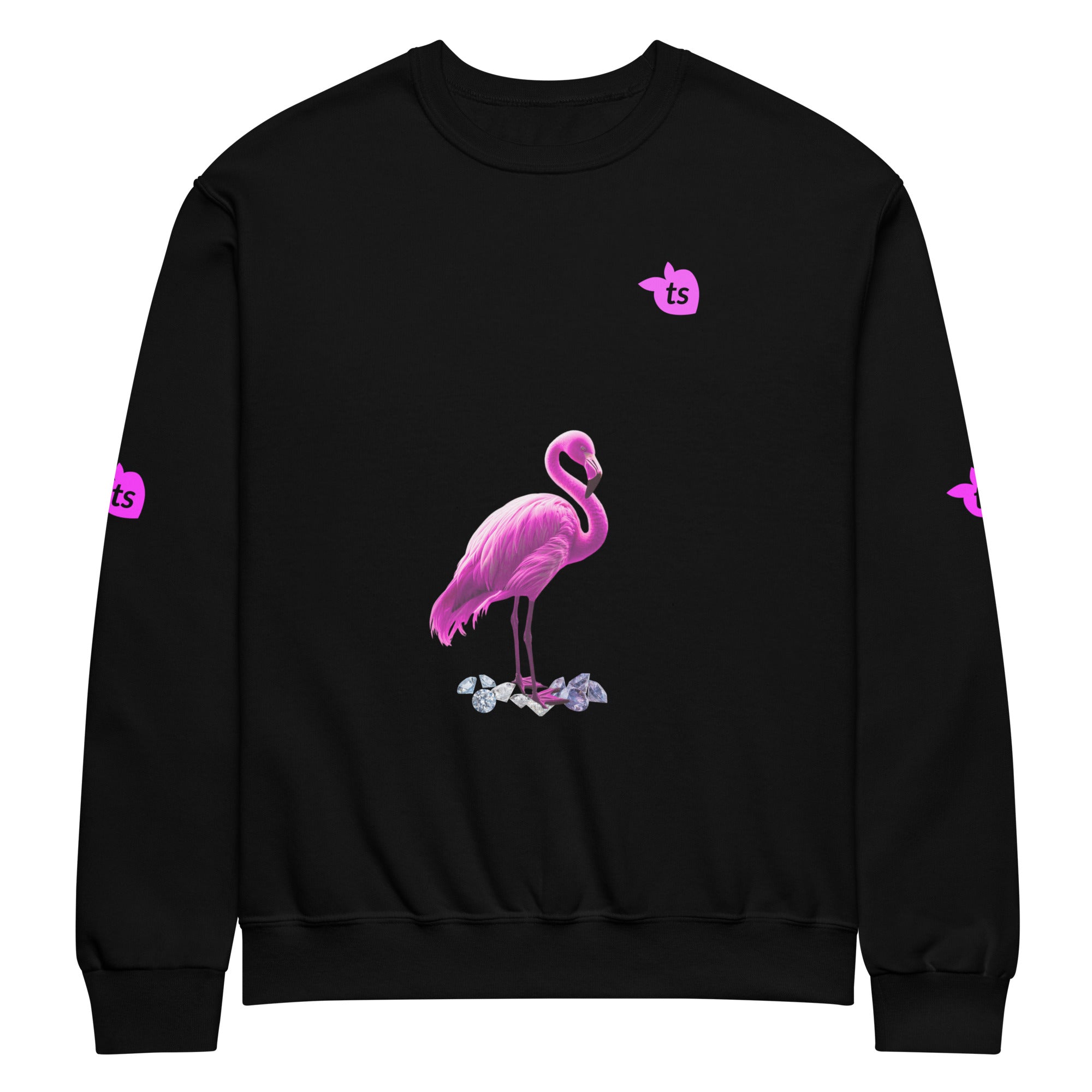 tsgabrielle® • For Her👗 • Flamant 🦩Rose • Crew Neck Sweatshirt • Black •